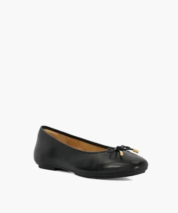 Dune London Flat Shoes Women Delicato Black Bow Detail Ballet Flats Black