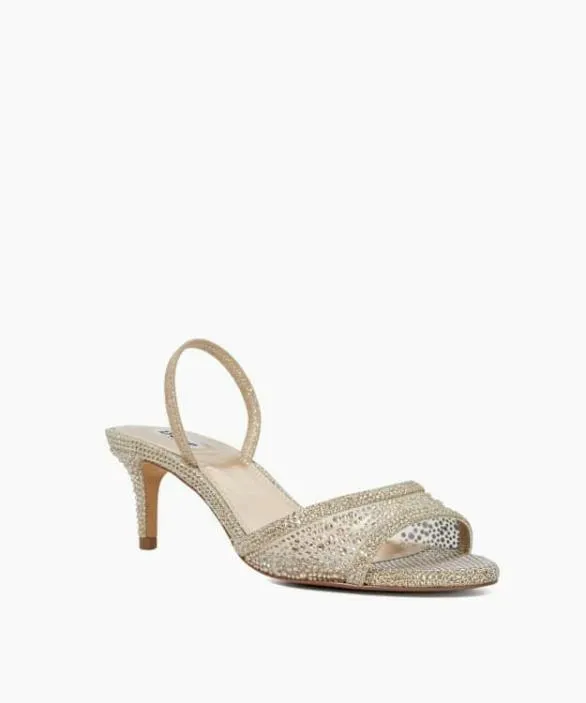 Dune London Gold Sandals Women Mariko Gold Wide Fit Hot Fix Sandals With Back Strap Metallic