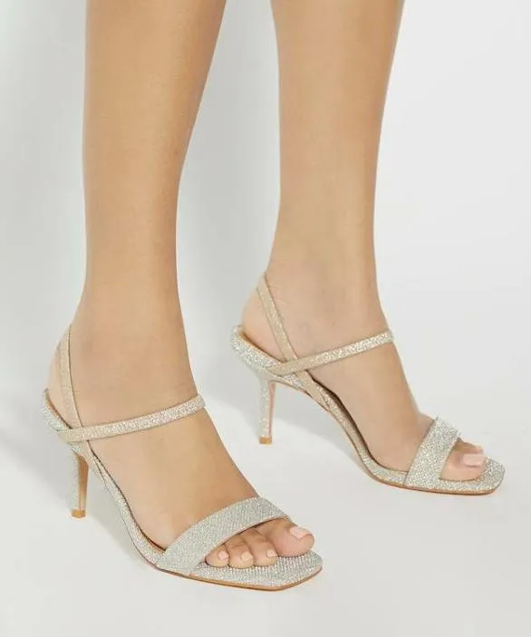 Dune London Gold Sandals Women Methodical Gold Mid Height Strappy Sandals Metallic