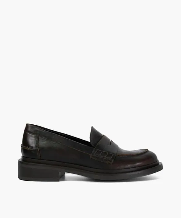 Dune London Loafers Women Giri Brown Leather Penny Loafers Brown