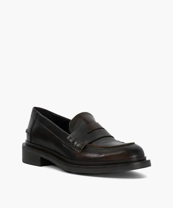 Dune London Loafers Women Giri Brown Leather Penny Loafers Brown