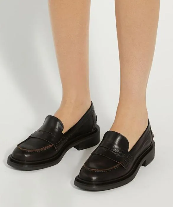 Dune London Loafers Women Giri Brown Leather Penny Loafers Brown