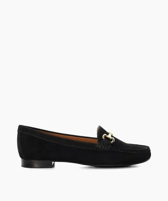 Dune London Loafers Women Glenniee Black Suede Snaffle Trim Loafers Black