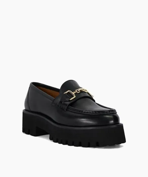 Dune London Loafers Women Groundbreaking Black Chunky Branded Snaffle Trim Loafer Black