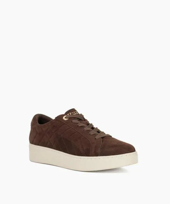 Dune London Trainers Women Egent Brown Quilted Platform Sole LaceUp Trainers Brown