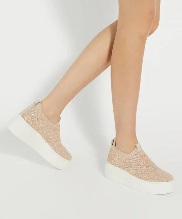 Dune London Trainers Women Elements Blush Embellished Flatform Sock Trainers Pink