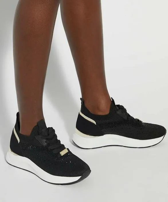 Dune London Trainers Women Eras Black Embellished Runner Trainers Black