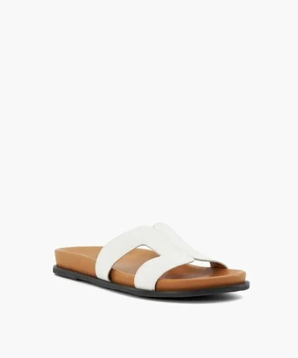 Dune London White Sandals Women Loupa White TopstitchDetail ComfortFootbed Slider Sandals White