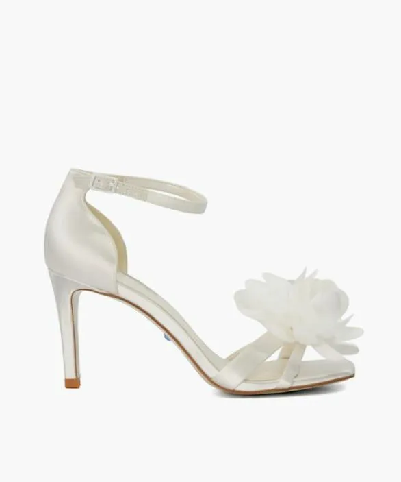 Dune London White Sandals Women Memorise White Corsage Detail Ankle Strap Wedding Heels White Dune London White Sandals Women Memorise White Corsage Detail Ankle Strap Wedding Heels White