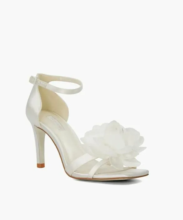 Dune London White Sandals Women Memorise White Corsage Detail Ankle Strap Wedding Heels White