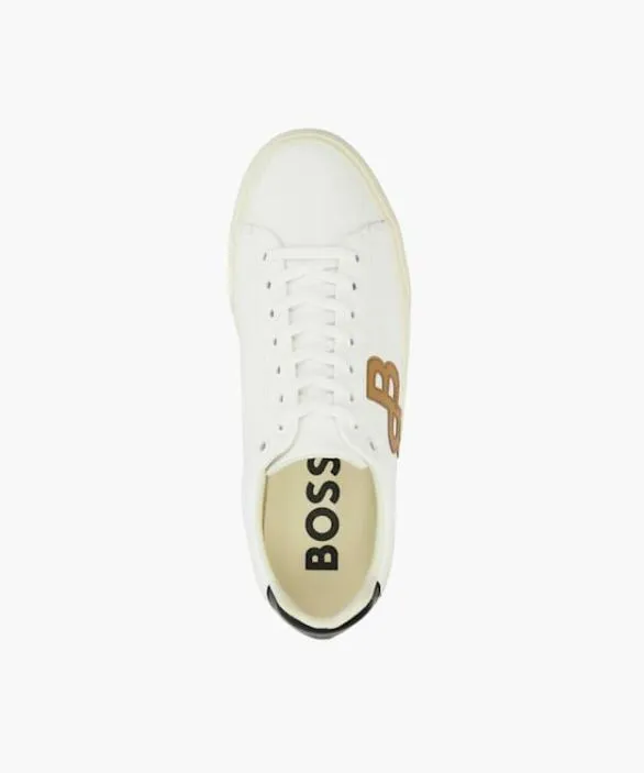 Dune London White Shoes Men Aiden Tenn White Monogram Detail Trainers White Synthetic
