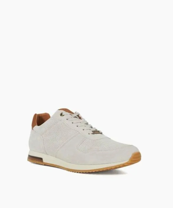 Dune London White Shoes Men Trilogy Off White Wide Fit LaceUp Runner Trainers White