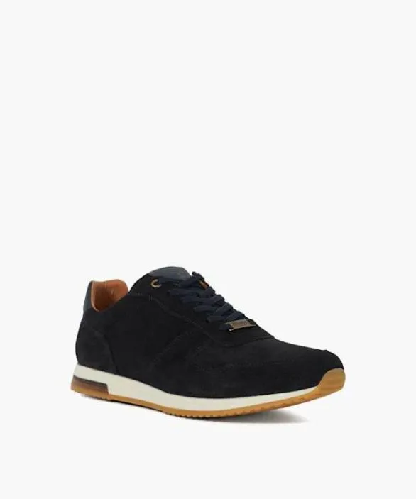 Dune London Wide Fit Shoes Men Trilogy Navy Wide Fit LaceUp Runner Trainers Blue