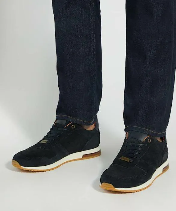 Dune London Wide Fit Shoes Men Trilogy Navy Wide Fit LaceUp Runner Trainers Blue