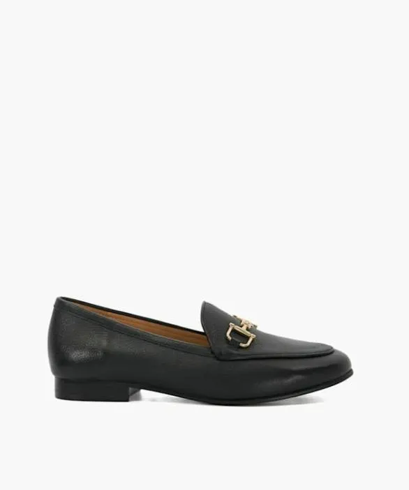 Dune London Wide Fit Shoes Women Glair Black Wide Fit Almond Toe Buckle Detail Loafers Black