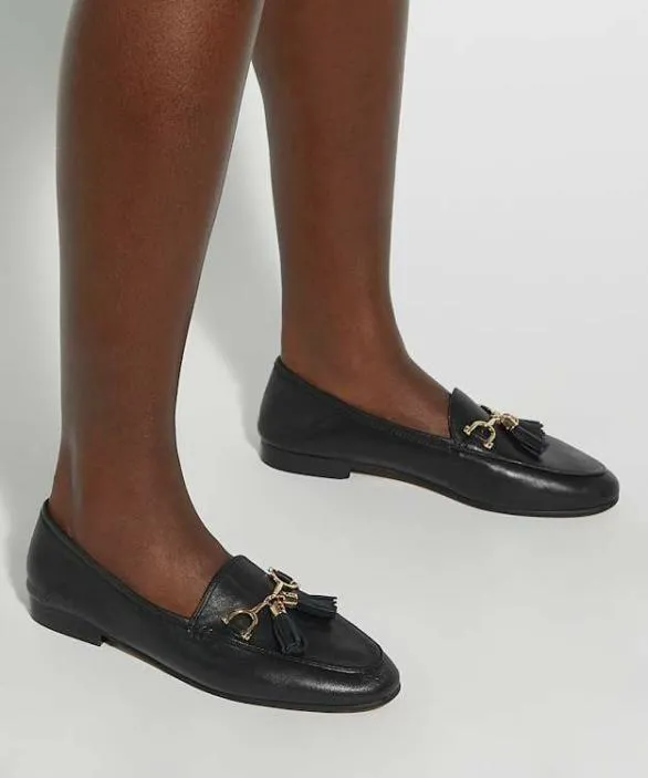 Dune London Wide Fit Shoes Women Greysons Black Wide Fit Snaffle Trim Loafers Black
