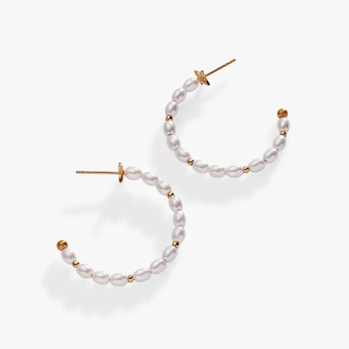Earrings Women Alex And Ani Rice Pearl Hoop Earring Gold