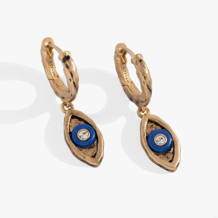 Earrings Women Alex And Ani Untamed Evil Eye Huggie Hoop Earring Antique Gold