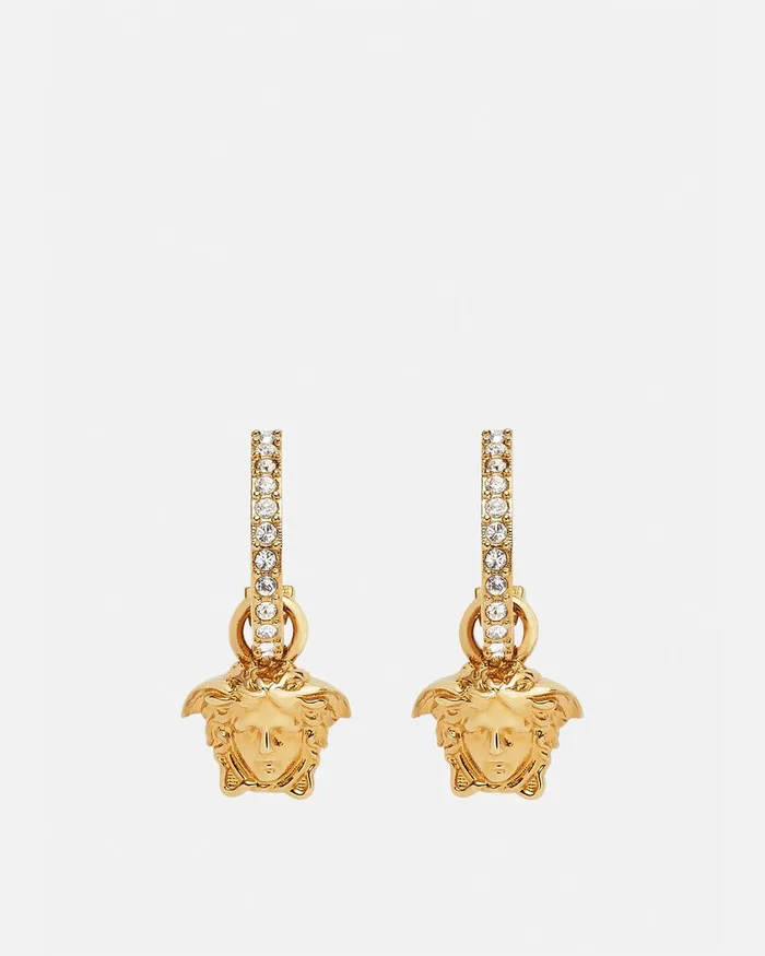 Earrings WomenMen Versace Crystal La Medusa Hoop Earrings Gold