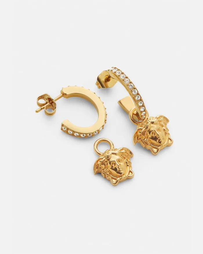 Earrings WomenMen Versace Crystal La Medusa Hoop Earrings Gold