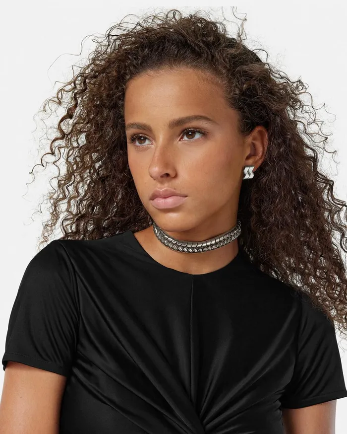Earrings Women Versace Bind Stud Earrings Silver