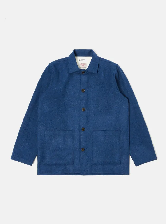 Easy Jacket In Indigo Harris Tweed Men Universal Works Overshirts