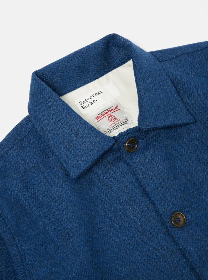 Easy Jacket In Indigo Harris Tweed Men Universal Works Overshirts
