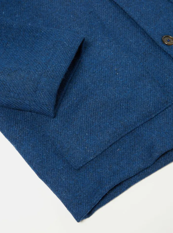 Easy Jacket In Indigo Harris Tweed Men Universal Works Overshirts