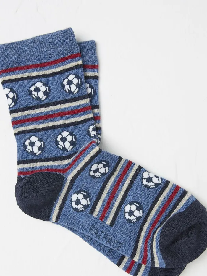 Fat Face 3 For 2 Socks Blue Football Socks 1 Pack 8211 Kids