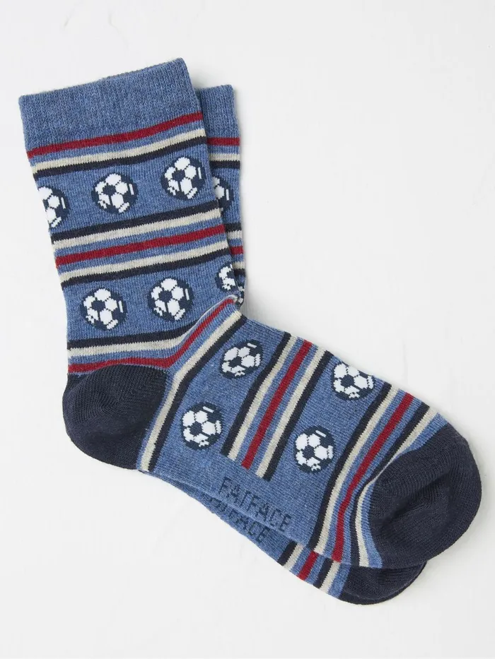 Fat Face 3 For 2 Socks Blue Football Socks 1 Pack 8211 Kids