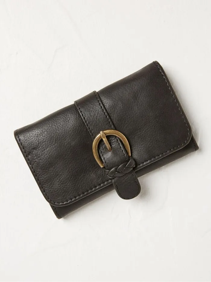 Fat Face Bags and Purses Harlow Black Round Buckle Foldover Purse 8211 Women