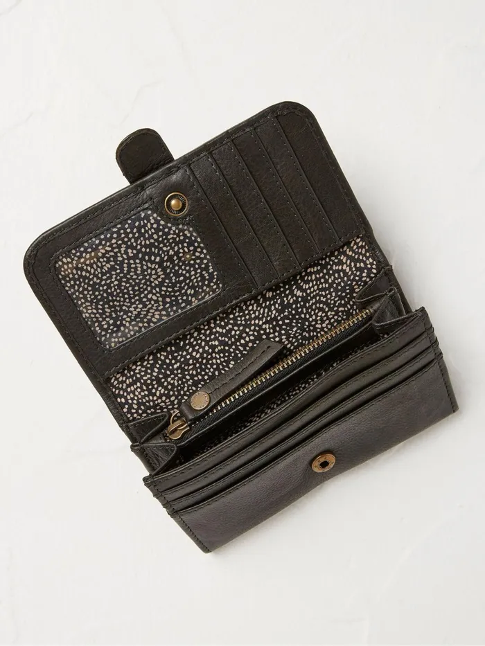 Fat Face Bags and Purses Harlow Black Round Buckle Foldover Purse 8211 Women