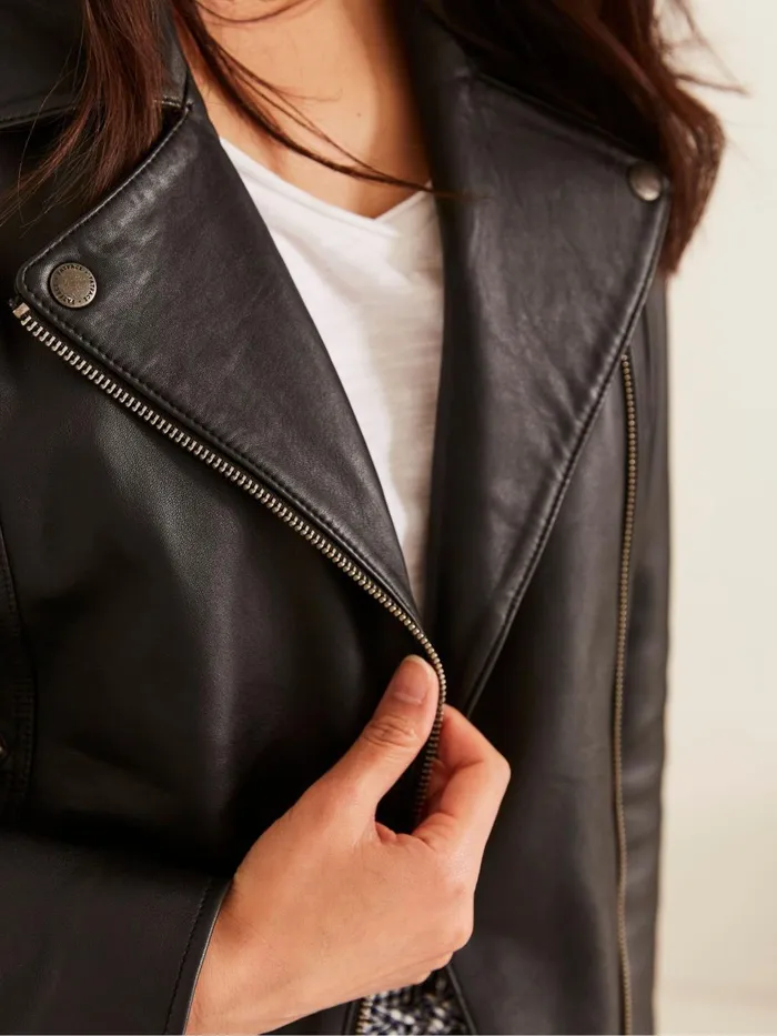 Fat Face Coats and Jackets Bethany Black Biker Jacket 8211 Women