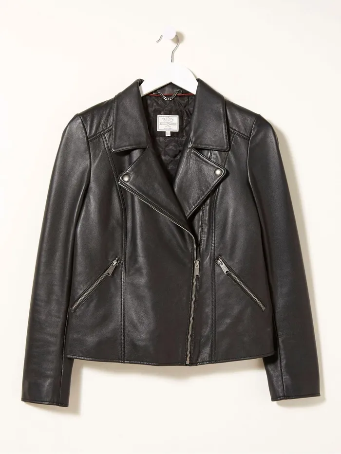 Fat Face Coats and Jackets Bethany Black Biker Jacket 8211 Women