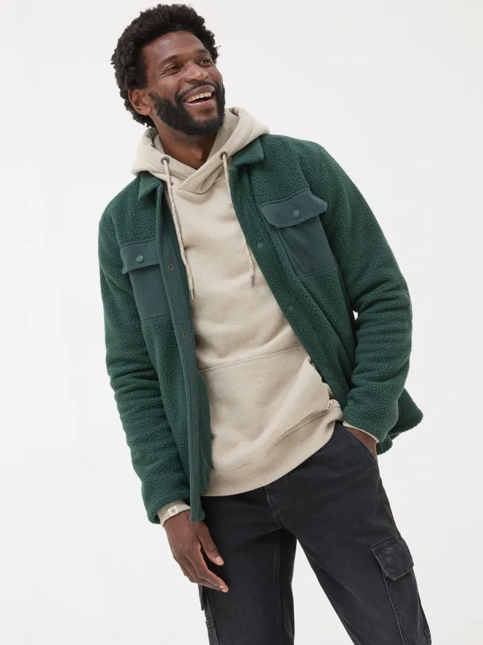 Fat Face Coats and Jackets Dark Green Fleece Overshirt 8211 Men