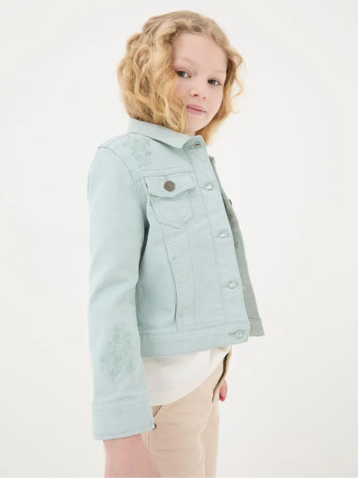 Fat Face Coats and Jackets Green Embroidered Denim Jacket 8211 Kids