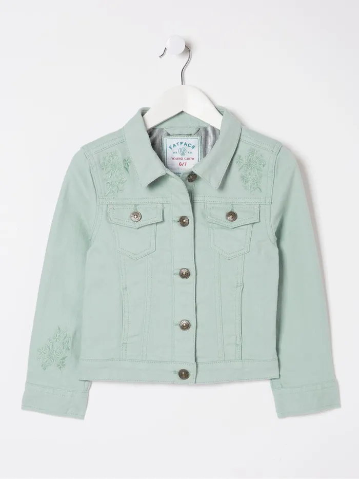 Fat Face Coats and Jackets Green Embroidered Denim Jacket 8211 Kids