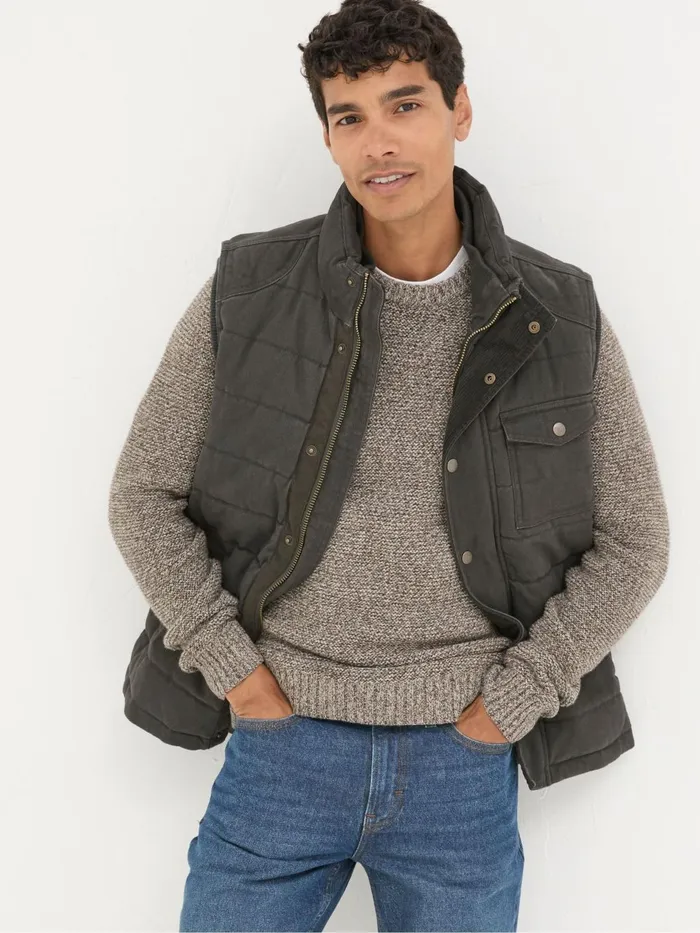 Fat Face Coats and Jackets Wardley Brown Canvas Gilet 8211 Men