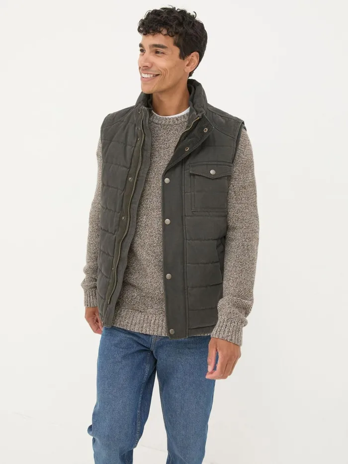 Fat Face Coats and Jackets Wardley Brown Canvas Gilet 8211 Men