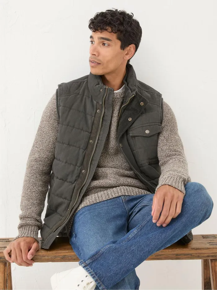 Fat Face Coats and Jackets Wardley Brown Canvas Gilet 8211 Men