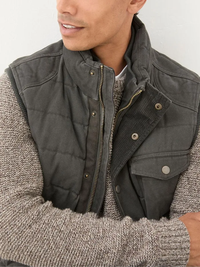 Fat Face Coats and Jackets Wardley Brown Canvas Gilet 8211 Men