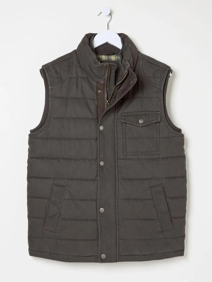 Fat Face Coats and Jackets Wardley Brown Canvas Gilet 8211 Men