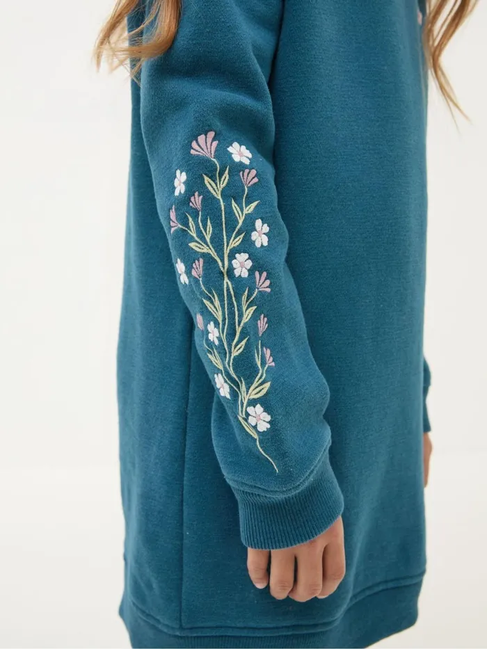 Fat Face Dresses Teal Blue Embroidered Sweat Dress 8211 Kids
