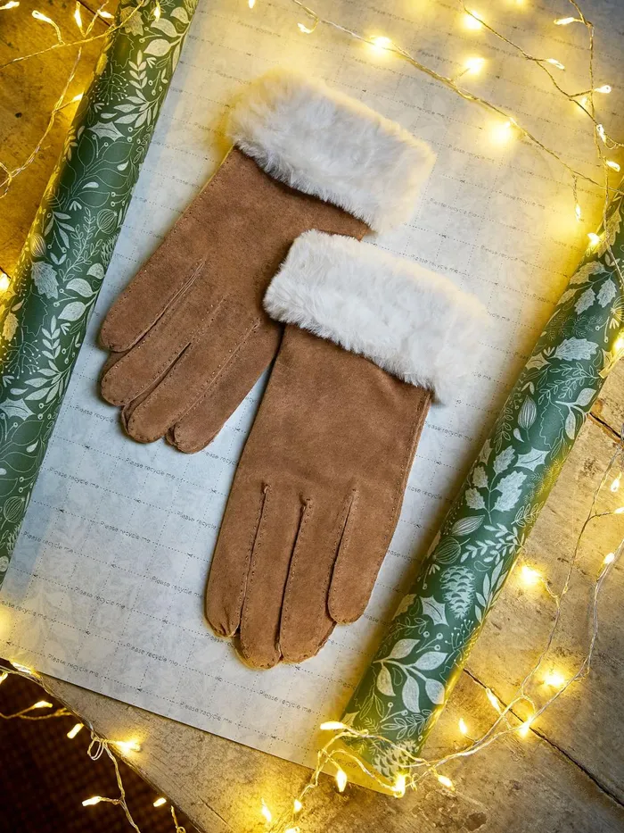 Fat Face Gloves Tan Brown Suede Gloves 8211 Women