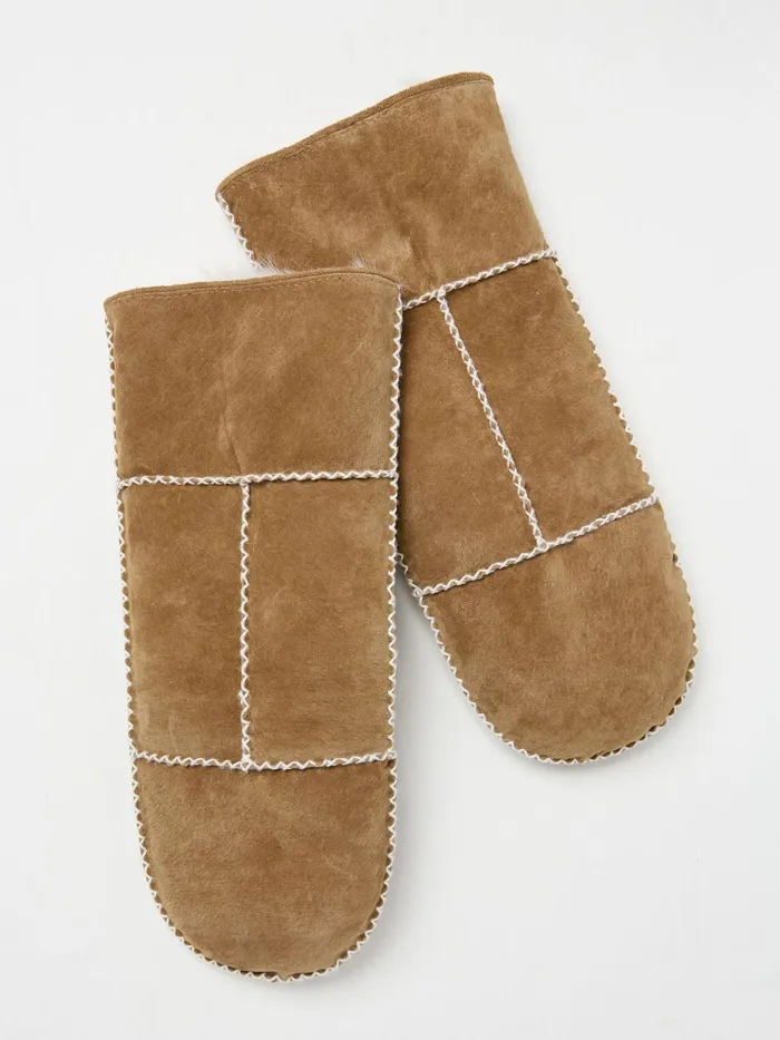 Fat Face Gloves Tan Brown Suede Mittens 8211 Women