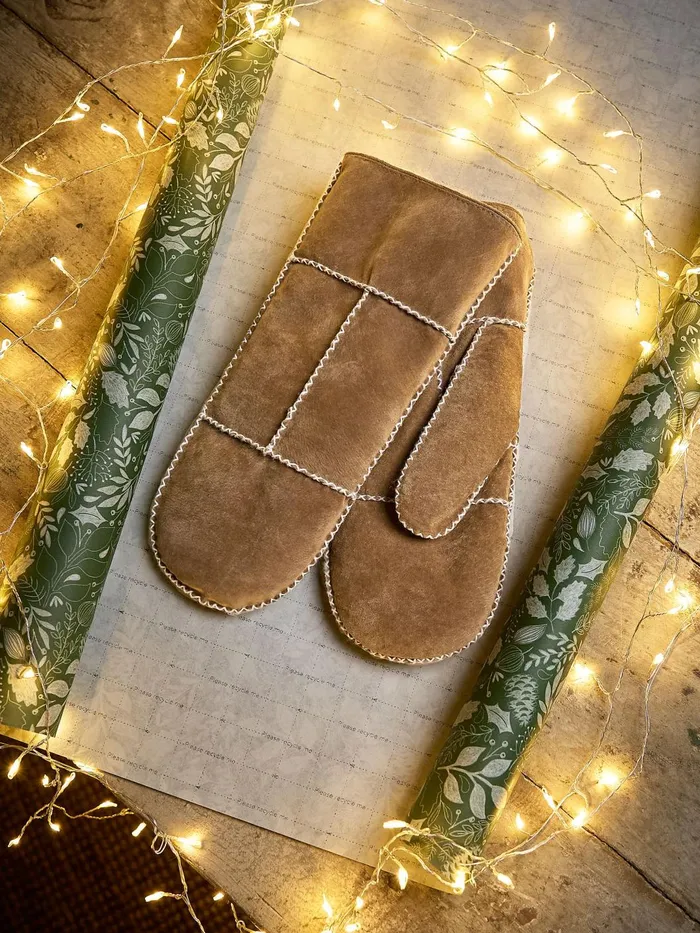 Fat Face Gloves Tan Brown Suede Mittens 8211 Women