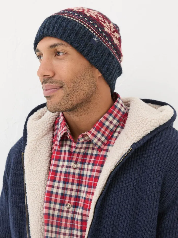 Fat Face Hats Navy Fairisle Pattern Beanie 8211 Men