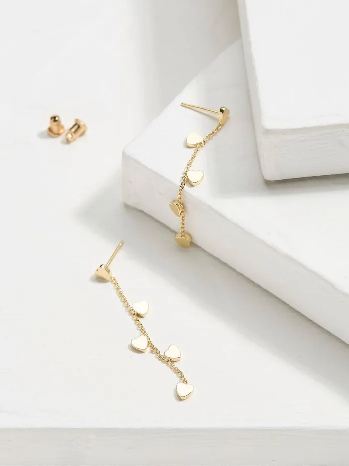 Fat Face Jewellery Gold Tone Heart Chain Earrings 8211 Women