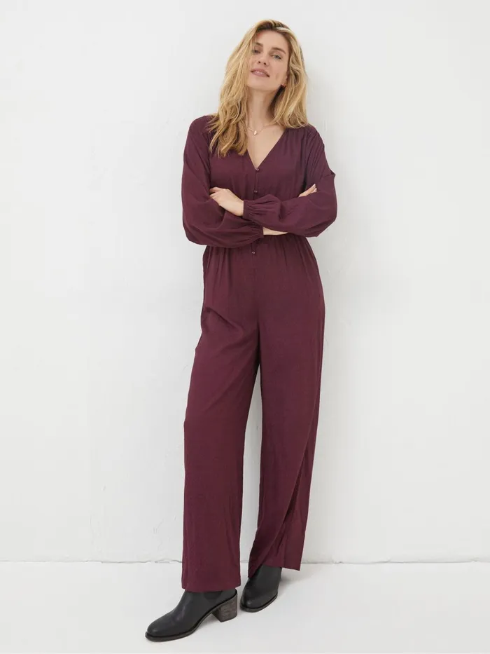 Fat Face Jumpsuits and Playsuits Purple Avery Wide Leg Jumpsuit 8211 Women