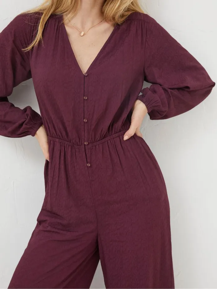 Fat Face Jumpsuits and Playsuits Purple Avery Wide Leg Jumpsuit 8211 Women